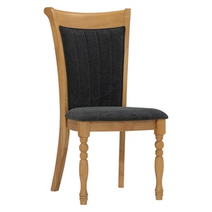 Silla de Comedor Contemporánea Resistente con Respaldo Alto, Tapizada en Tela con Diseño de Canales y Estructura de Madera Natural para Apartamento, Casa de Campo o Cocina - Product Image 2
