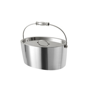 Seau à glace ovale en acier inoxydable avec couvercle, poignée pivotante, double paroi isolée, refroidisseur à vin, bac à boissons pour bar et fête - Product Image 1