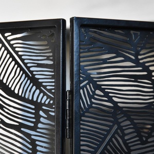 Écran de cheminée en métal à motifs de feuilles de palmier tropicales, à deux panneaux pliables, découpé au laser, protection contre les étincelles, bouclier de sécurité décoratif - Product Image 3