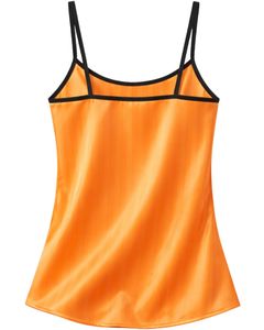 Customized Orange Satin Women Pajama Set Silk Sleepwear <b>Spaghetti</b> <b>Strap</b> Cami And Shorts Soft Luxury Nightwear Summer Lounge Set - Product Image 2