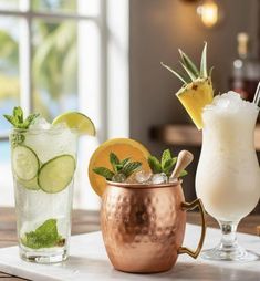 Copper Moscow mule mug <b>set</b> coral horizon <b>beverage</b> cups reusable handmade <b>serving</b> mugs premium finish - Product Image 5