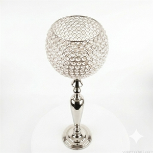 Luxury Crystal Beaded Candle Holder Elegant <b>Silver</b> Metal Tealight Stand for Wedding Centerpieces and Modern Home Decoration - Product Image 2