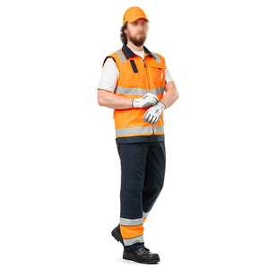 Orange Hi Vis Workwear <b>Jacket</b> With Reflective Stripes And Safety Pants Set For Construction <b>Workers</b> - Product Image 2