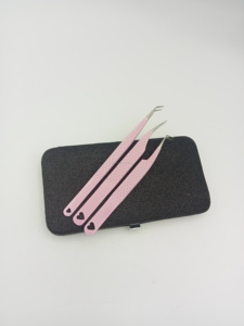 Pince à cils courbée en acier inoxydable pour isolation des cils, outil professionnel pour extensions de cils 32 - Product Image 2