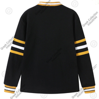Cardigan noir en tricot pour femmes de sororité avec rayures jaunes et blanches, col en V, manches longues, pull décontracté, coupe classique, broderie grecque