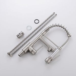 Rubinetto da Cucina Monocomando con Doccetta Estraibile in Acciaio Inox, Finitura Nichel Spazzolato - Product Image 1