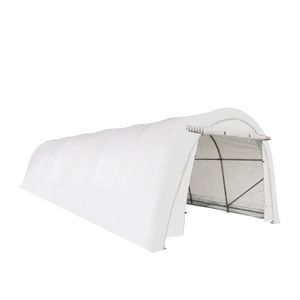 Abri de voiture robuste de 12 'X 30' toit arrondi couverture en tissu PE de 11 oz cadre en acier galvanisé stockage de porte avant enroulable - Product Image 2