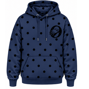 <b>Navy</b> Blue Black Polka Dot <b>Women</b> Pullover <b>Hoodie</b> Oversized Fleece Hooded Sweatshirt Drawstring Long Sleeve Kangaroo Pocket - Product Image 1