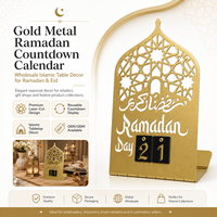 Calendario de Cuenta Regresiva para Ramadán en Metal Dorado, Decoración Islámica de Mesa para Eid, Exhibición en el Hogar, Venta al Por Mayor, OEM