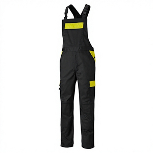 Overol de Trabajo de Algodón Negro con Detalles Verdes, Rodillas Reforzadas, Múltiples Bolsillos, Tela Transpirable y Resistente, Estampado por Transferencia de Calor - Product Image 2