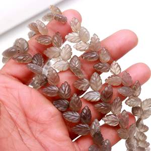 Perles de pierre de lune grise AAA en forme de feuille, perles de pierres précieuses sculptées à la main pour la fabrication de bijoux, 10-11MM, pierre de lune naturelle, perles en gros - Product Image 3