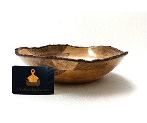 Bol de service en bois d'acacia écologique avec style écorce de mangue, vaisselle de cuisine durable, décoration intérieure, bol à salade et à nourriture - Product Image 2