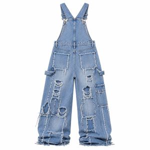 Women's Corduroy Overalls High Waist Regular Fit Full Length Ripped Patchwork <b>Wide</b> <b>Leg</b> Street Wear <b>Casual</b> Vintage <b>Jumpsuit</b> 100% - Product Image 2