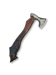 TheWizCrafts Viking-07 ทอมฮอว์กเทพเจ้าไวกิ้งขนาดใหญ่ ทำด้วยมือ ขนาด 3 5/8 นิ้ว ใบมีดคมกริบ คุณภาพพรีเมียม สำหรับงาน DIY ตกแต่ง ใบมีดเหล็กตีขึ้นรูป - Product Image 3