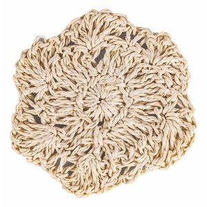 Premium Open Work Natural Raffia Coaster Handwoven Beverage <b>Mat</b> Decorative Table Protection Rustic Sleek Home Kitchen Decor - Product Image 1