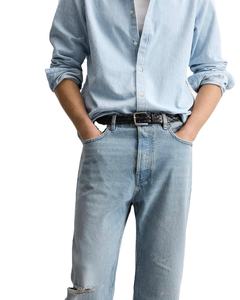 High Quality Custom <b>Men's</b> <b>Baggy</b> Jeans Solid Pattern Vintage Style Trousers with Drawstring Closure <b>Mens</b> Denim Pants Casual Style - Product Image 5