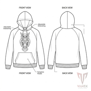 CLCORWORK STREETWEAR Sudadera con Capucha Steampunk para Hombre, Diseño de Búho, Corte Holgado, Algodón French Terry, Estampado con Parches, Ropa Urbana de Invierno - Product Image 3