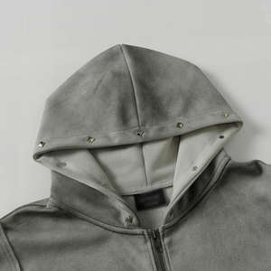 Sudadera con capucha Nesta Sports personalizada de alta calidad, lavada al ácido, extragrande, con cremallera, de felpa francesa, gruesa, con efecto descolorido por el sol. - Product Image 3