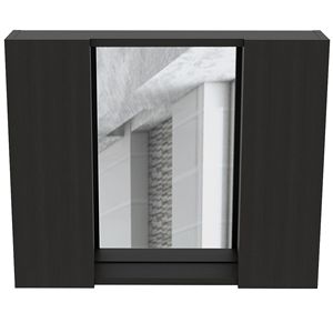 Armadietto Portamedicinali Nero Wengue con 1 Cassetto, Collezione Elegante di Specchi da Bagno - Product Image 2