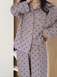 Conjunto de Pijama a Rayas para Mujer, Suave, Color Morado, Cuello Alto, Manga Larga, Pantalones Cómodos con Cintura Elástica y Cordón Ajustable, 97% Poliéster, 3% - Product Image 5