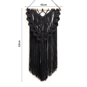 Tapisserie murale en macramé noir en coton à motifs géométriques, vente en gros Inde - Product Image 6