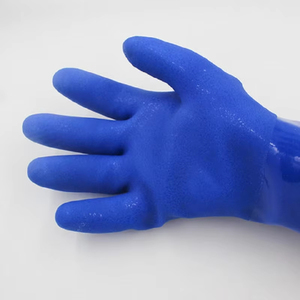 Gants de travail bleus en PVC à pois pour jardinage, gants de sécurité en latex à pois, tricotés sans couture, 7G, en coton PVC à pois - Product Image 6