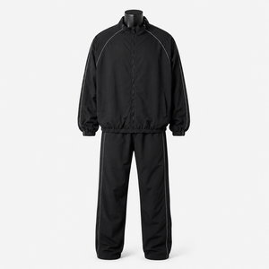 Ensemble de survêtement coupe-vent en nylon pour homme, veste et pantalon de sport épais, tenue d'entraînement deux pièces avec bandes réfléchissantes, imperméable - Product Image 1