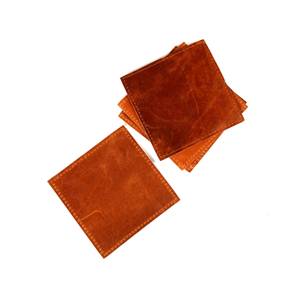 Handmade Genuine Leather Coaster Set with Holder Square Drink Mats Durable Cowhide <b>Table</b> Surface <b>Protector</b> GLC-0055 - Product Image 5