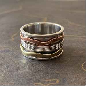 Unisex <b>Spinner</b> Wide Band <b>Ring</b> 925 Silver with Plain Design-Trendy Gift Anxiety Relief Jewelry - Product Image 4