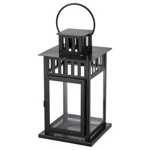 Lanterne à bougie en métal et verre de style antique, couleur noire, pour la décoration de mariage et de table à la maison, fabriquée à la main - Product Image 1
