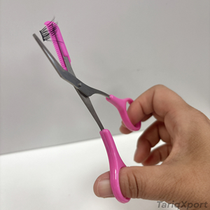 Ciseaux à sourcils de qualité supérieure, lame incurvée, pointe acérée, acier inoxydable, manche en plastique, pour filles - Product Image 4