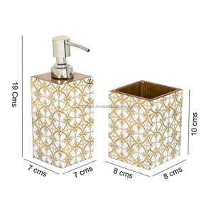 Ensemble de salle de bain en résine imprimée décorative de style européen de luxe, 4 pièces, avec motif de modèle, organisateur de salle de bain fait à la main, cadeau, style amour - Product Image 5