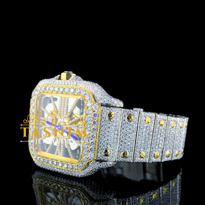 Reloj Deportivo Masculino de Moda con Cristal de Cuarzo Cuadrado de la Mejor Calidad, Acero Inoxidable, Chapado en Oro Blanco, Estilo Hip Hop Romano - Product Image 3