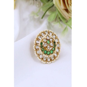 Attractive High Quality <b>Brass</b> Gold Plated Moissanite Stone Look Adjustable Stylish <b>Ring</b> for Function and Wedding Wear Women - Product Image 2