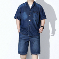 Ensembles deux pièces de haute qualité en coton délavé à l'acide (80 % coton, 20 % polyester) : sweat à capuche et short en jean pour hommes