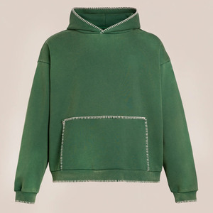Sudadera con Capucha Verde para Hombre, Estilo Oversize con Estampado de Calavera, Estilo Mafia, Hip Hop, Tejido de Algodón, Informal de Otoño, Diseño con Logotipo Frontal y Bolsillo - Product Image 5