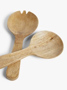 Juego de 2 Servidores de Ensalada de Madera Hechos a Mano con Acabado Natural, Utensilios de Cocina Hechos en India - Product Image 5