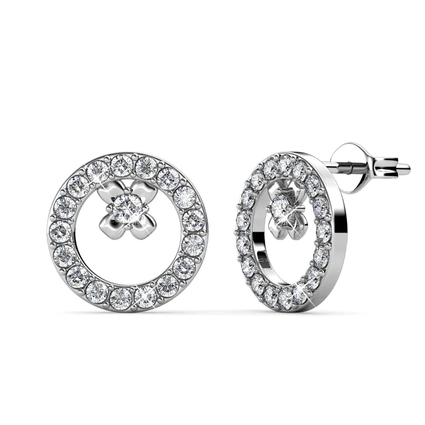 S925 Silver Premium Austrian Rhinestone Crystal Statement Women Jewelry Beautiful Design Round Stud Earrings Destiny Jewellery