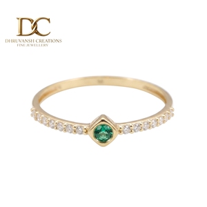 IGI Certified Latest Designer Women Jewelry 14KT Solid Yellow Gold <b>Ring</b> With Lab Grown <b>Diamond</b> and Colombian Emerald Jewelry - Product Image 1