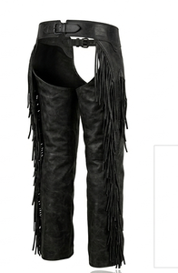 Pantalones de Montar a Caballo de Cuero Vacuno Genuino para Hombre con Flecos, Estilo Vaquero Occidental, Protección para las Piernas - Product Image 6