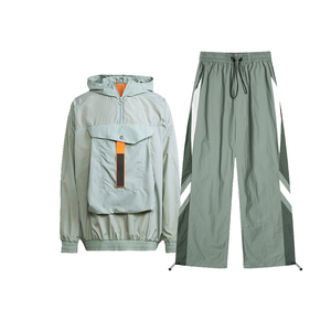 Custom Vintage <b>Track</b> Windbreaker Nylon <b>Jacket</b> <b>Men</b> Zip Up Stand Collar Windproof Color Block Tracksuit Custom Outfits Set - Product Image 6
