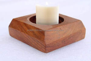 เชิงเทียนไม้สำหรับตกแต่งบ้านของขวัญเทียนหอมทำด้วยมือโคมไฟไม้มะม่วงและขวดโหล - Product Image 3