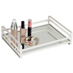 Rectangular Acryl Storage <b>Tray</b> <b>Mirrored</b> Finish Minimalist Design 50x40x30cm Single Tier Table Use Easy To Clean - Product Image 6