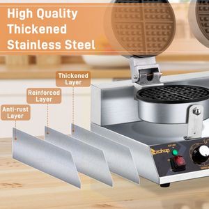 Macchina per Waffle Belgi Doppia da 2400W, Antiaderente, 110V, in Acciaio Inox, per Uso Domestico, Alberghiero e All'aperto - Product Image 6
