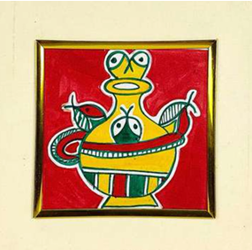Arte Folclórico Madhubani de Jharkhand, Pintura Decorativa para el Hogar, Metálica, 3D, Pintada a Mano - Product Image 3
