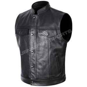 Chaleco de cuero para motocicleta hecho a medida para hombres, disponible en todas las tallas y colores, chaleco de cuero genuino transpirable para motocicleta. - Product Image 2