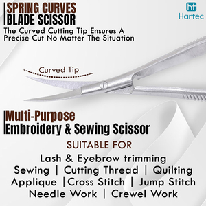 Tijeras de precisión para cejas y pestañas Spring Scissor de 4.7 pulgadas, portátiles, antideslizantes, de acero inoxidable, para recortar cutículas. - Product Image 4