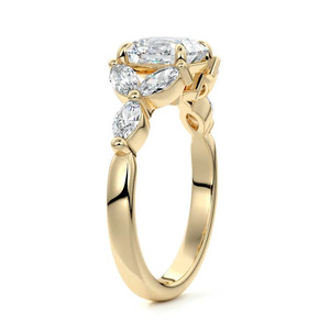 แหวนเพชรทรง Asscher รับรองโดย IGI เพชรเพาะเลี้ยงทรง Marquise ประดับด้านข้าง แหวนหมั้น ทอง 10K/14K/18K เงินแท้ 925/935 สำหรับงานฉลองครบรอบ - Product Image 3