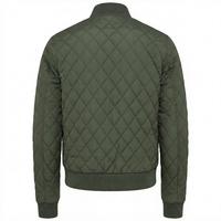 Blouson bomber matelassé vert olive pour homme, col montant, fermeture éclair, longueur normale, poignets côtelés, tissu polyester nylon, veste d'hiver pour homme