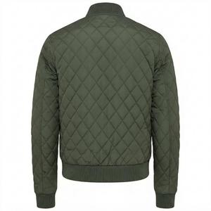 Chaqueta bomber acolchada verde oliva para hombre, con cuello alto, cierre de cremallera, longitud regular, puños acanalados, tela de poliéster y nailon para invierno, chaquetas para hombre - Product Image 3